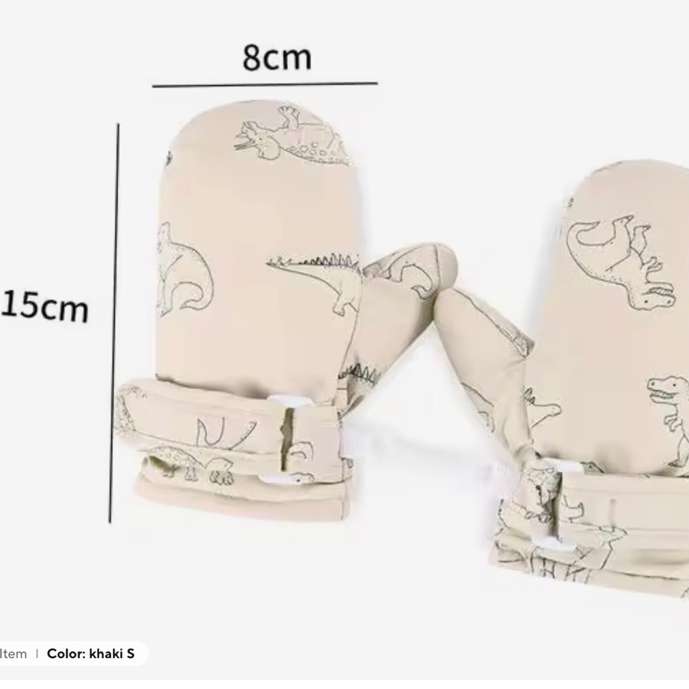 New baby’s Dinosaur Print Mittens - Cream 6-24 months